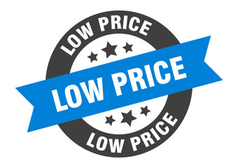 low price sign. low price round ribbon sticker. low price tag