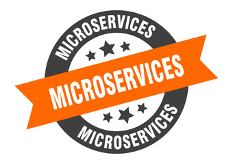 microservices sign. microservices round ribbon sticker. microservices tag