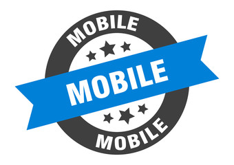 mobile sign. mobile round ribbon sticker. mobile tag