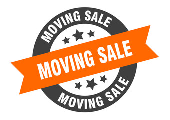moving sale sign. moving sale round ribbon sticker. moving sale tag