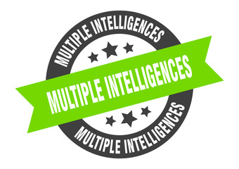 multiple intelligences sign. multiple intelligences round ribbon sticker. multiple intelligences tag