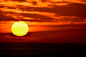 sunset over sea, photo as background