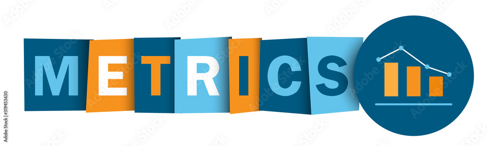 Poster metrics colorful vector typographic banner with graph symbol