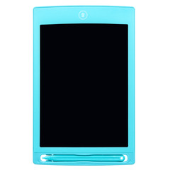 Children's graphic magnetic toy tablet for writing and drawing with a pen and a blank black screen isolated on white background