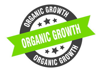 organic growth sign. organic growth round ribbon sticker. organic growth tag