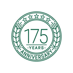 175 years anniversary celebration logo template. Line art vector and illustration.