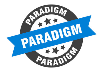 paradigm sign. paradigm round ribbon sticker. paradigm tag