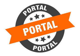 portal sign. portal round ribbon sticker. portal tag