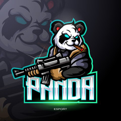 Panda warrior mascot logo esport design