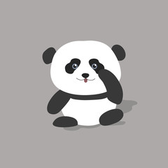  Baby Panda. Funny and cute vector animals. Black and white or bamboo bear. Asian animals.Ailuropoda melanoleuca