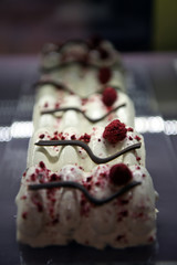 Beautifully decorated catering banquet table with sweets on corporate, christmas, birthday, party event or wedding celebration