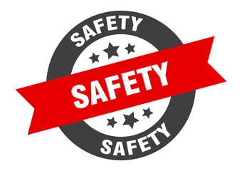 safety sign. safety round ribbon sticker. safety tag
