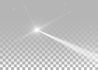 Abstract white laser beam. Isolated on transparent background. Vector illustration, eps 10.