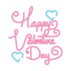 happy valentines day lettering with hearts decoration