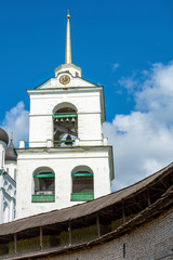 Pskov, the bell tower of the Holy Trinity Cathedral in Pskov.