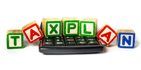 Plan Your Tax - Concept on White Background. Malaysia Ringgit. Shallow depth of field.