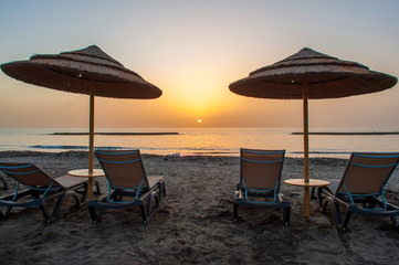 Loungers on beach