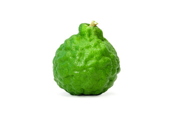 Closeup of isolated of one bergamot fruit on white background.clipping path.