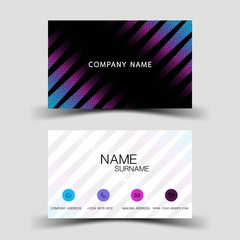 Purple gradient business card design. On the gray background. Vector illustration EPS10. 