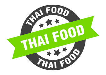 thai food sign. thai food round ribbon sticker. thai food tag