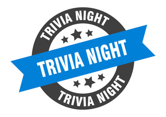 trivia night sign. trivia night round ribbon sticker. trivia night tag