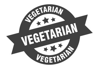 vegetarian sign. vegetarian round ribbon sticker. vegetarian tag
