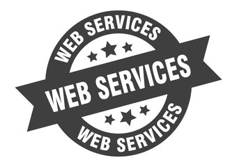 web services sign. web services round ribbon sticker. web services tag