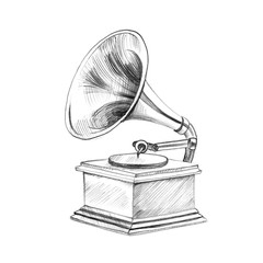 Hand-drawn vintage gramophone.