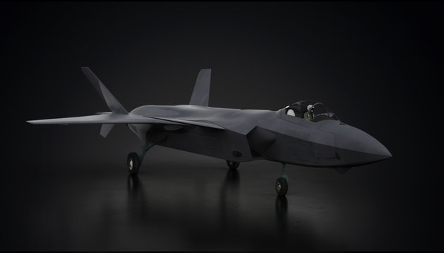 J-20 chengdu chinese aircraft fighter jet in undisclosed location in hangar digonal view t 3d render