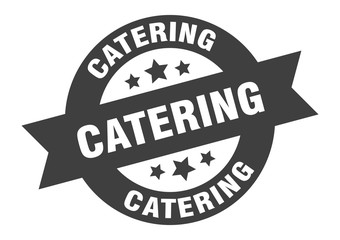 catering sign. catering round ribbon sticker. catering tag