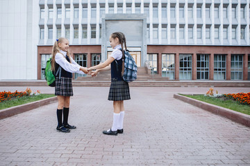 Two Schoolgirls in uniform. © olgasparrow