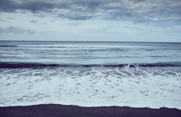 Seascape in the winter. View of the Atlantic Ocean. Azores, Portugal.