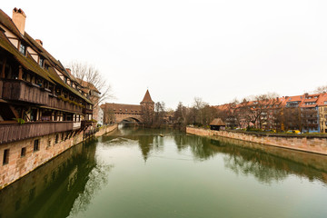Fototapeta premium Reflection of historic building in Nuremberg