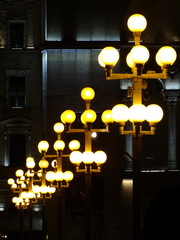 street lamps on black background