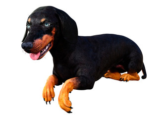 3D Rendering Dachshound on White