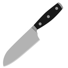 Kitchen knife on white isolated background. Vector illustration on the theme of kitchen utensils.