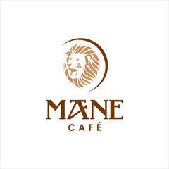 lion head coffee logo design template. drink and beverage shop icon inspiration