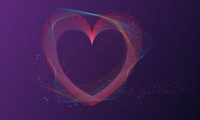 Modern abstract heart gradient linear waves backgrounds.