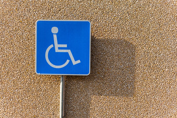 handicap parking spot at shop sunny day space for text accessible