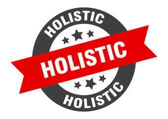 holistic sign. holistic round ribbon sticker. holistic tag