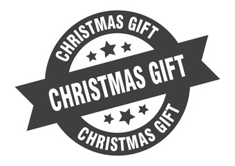 Obraz premium christmas gift sign. christmas gift round ribbon sticker. christmas gift tag
