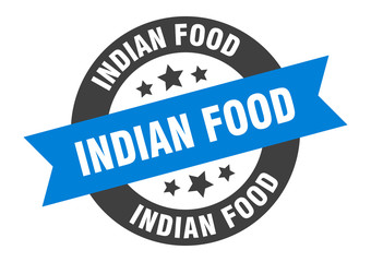 indian food sign. indian food round ribbon sticker. indian food tag