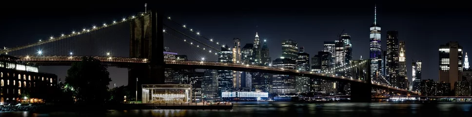 Tafelkleed Skyline van New York met Brooklyn Bridge © Christian