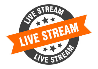 live stream sign. live stream round ribbon sticker. live stream tag