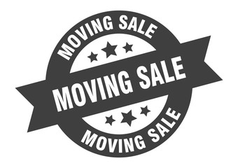 moving sale sign. moving sale round ribbon sticker. moving sale tag