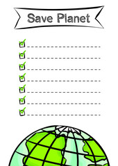 To Do List to Save the Planet / Illustration for Happy Earth Day, for celebrating environmental safety.