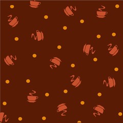 pattern glass of coffee with brown background - vector