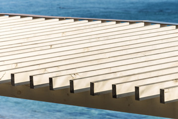 Wooden skeleton of a summer building under construction.