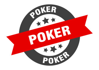 poker sign. poker round ribbon sticker. poker tag