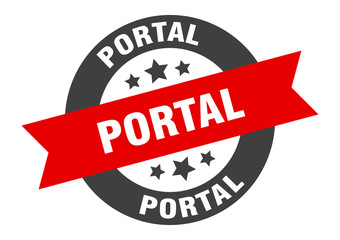 portal sign. portal round ribbon sticker. portal tag